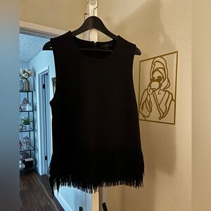J. Crew Black Fringe Sleeveless Blouse